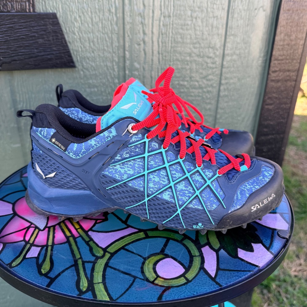 Salewa Wildfire GTX Approach Shoes Women 7 Blue Poseidon Capri Waterproof Hiking